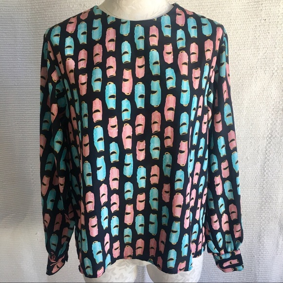 Vintage 10 Whistle Graphic Print Blouse Top Shirt - Picture 8 of 8